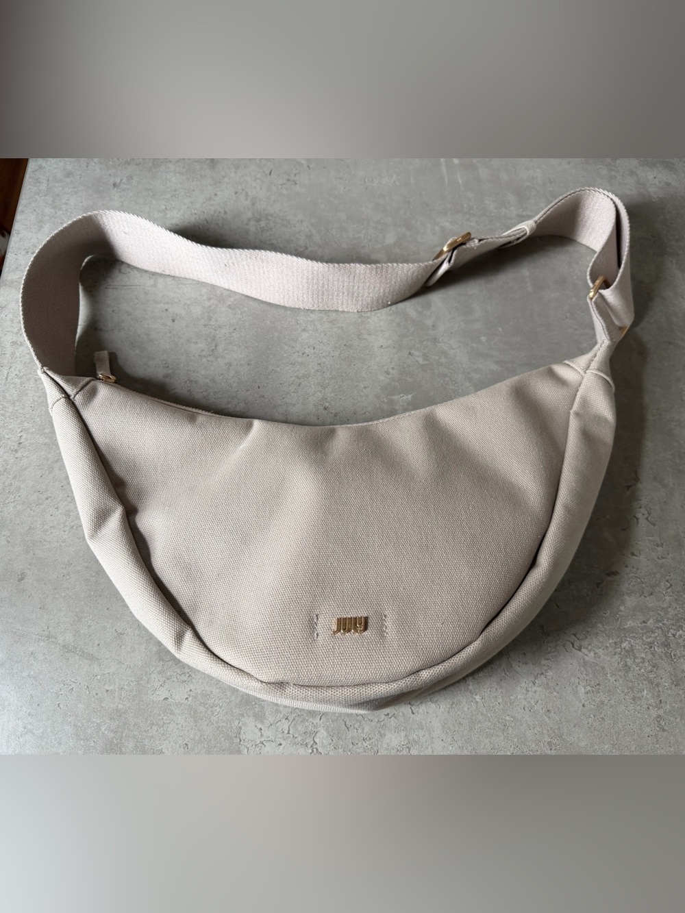 July Luggage Everyday Crescent Bag Canvas Crossbody Sling Neutral Natural Sand